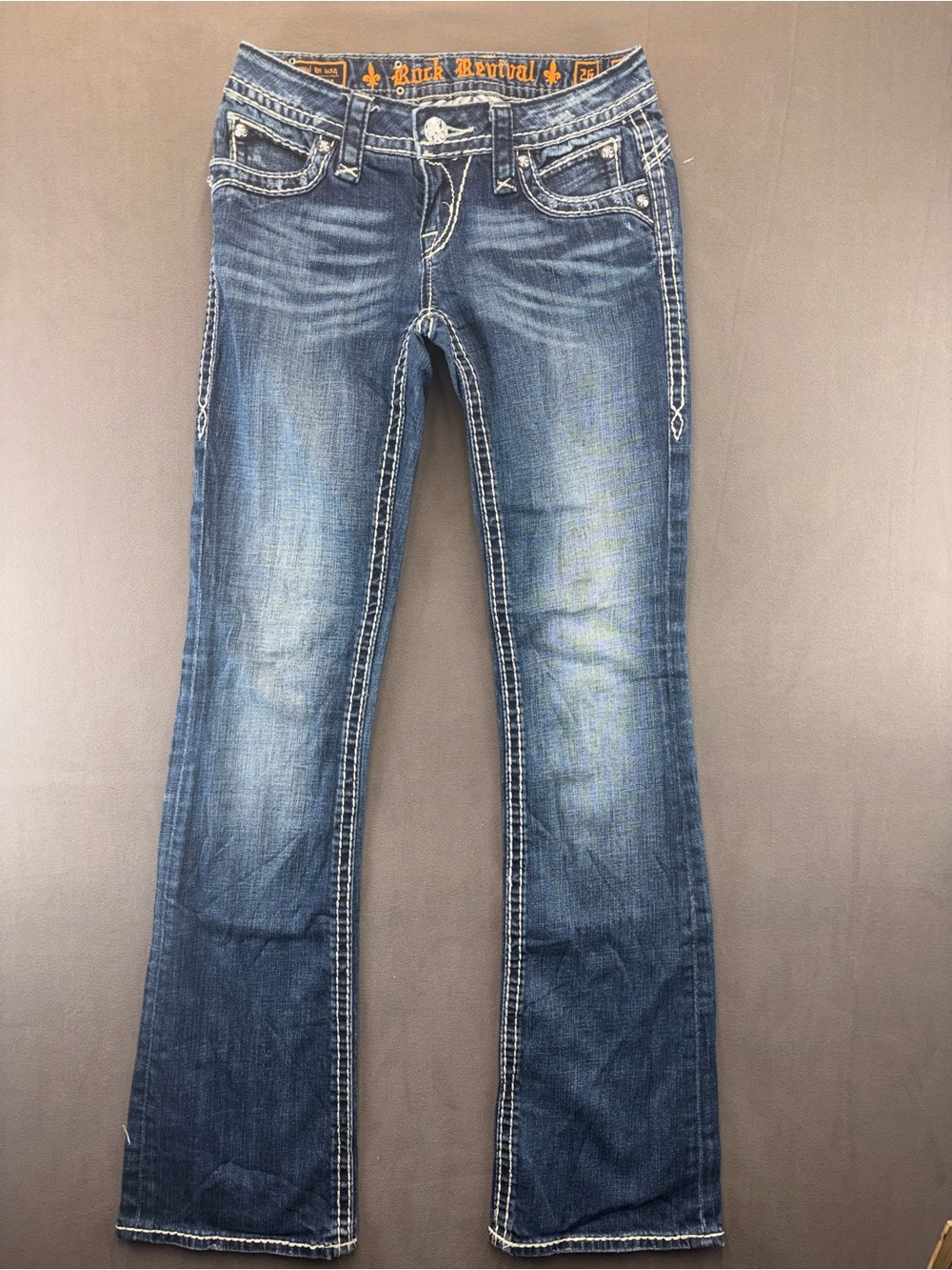 Rock Revival Johanna Boot Cut Low Rise Distressed Jeans